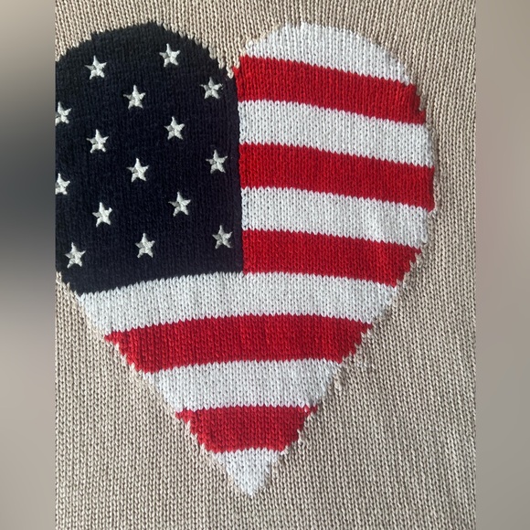 Marled Reunited Tan Hoodie Long Sleeve Sweater w/ US Flag Heart Size XL - Picture 3 of 7